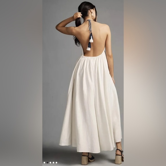 NEW Farm Rio White Embroidered Halter Maxi Dress | Anthropologie Boho Bride - Picture 9 of 12